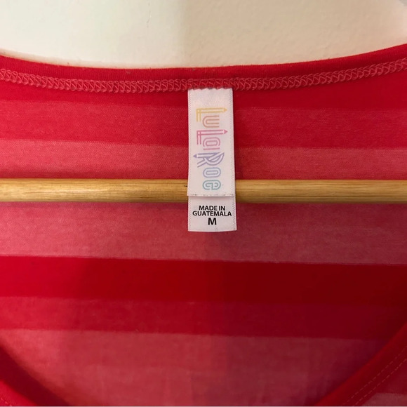 Lularoe Lynnae Red Stripe Long Sleeve Tunic Top Size M - Picture 2 of 4